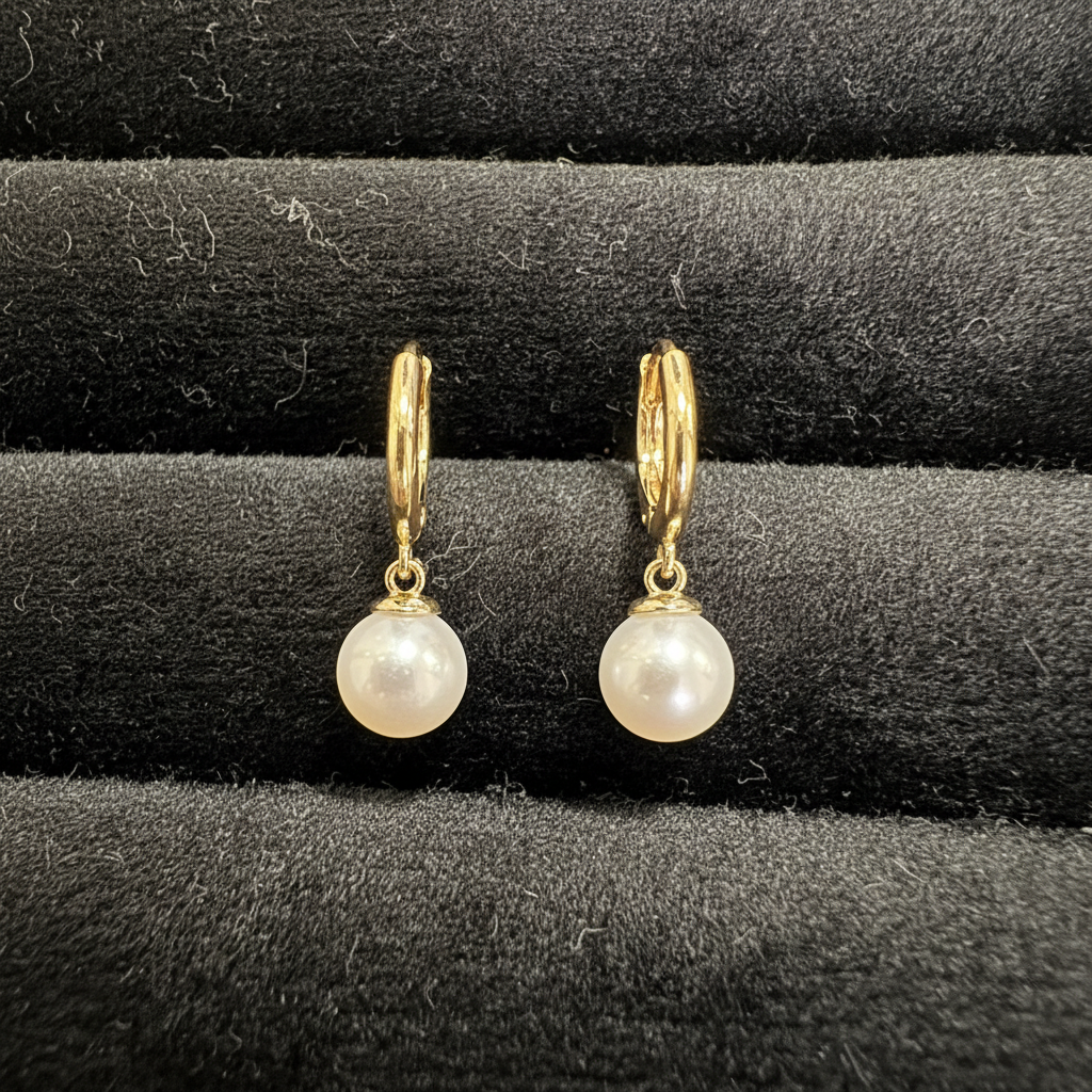 Argollas con Perla - Vista Frontal