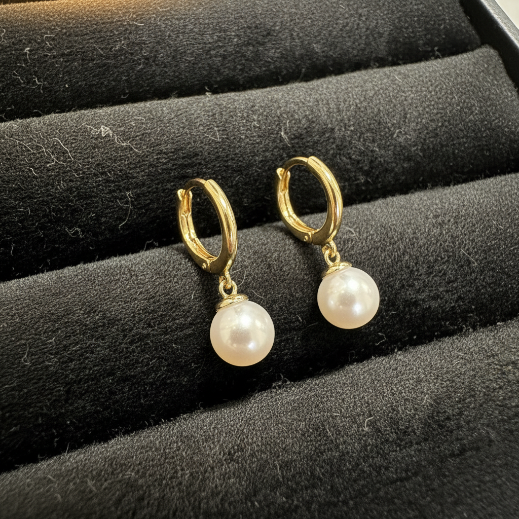 Argollas con Perla - Vista Lateral