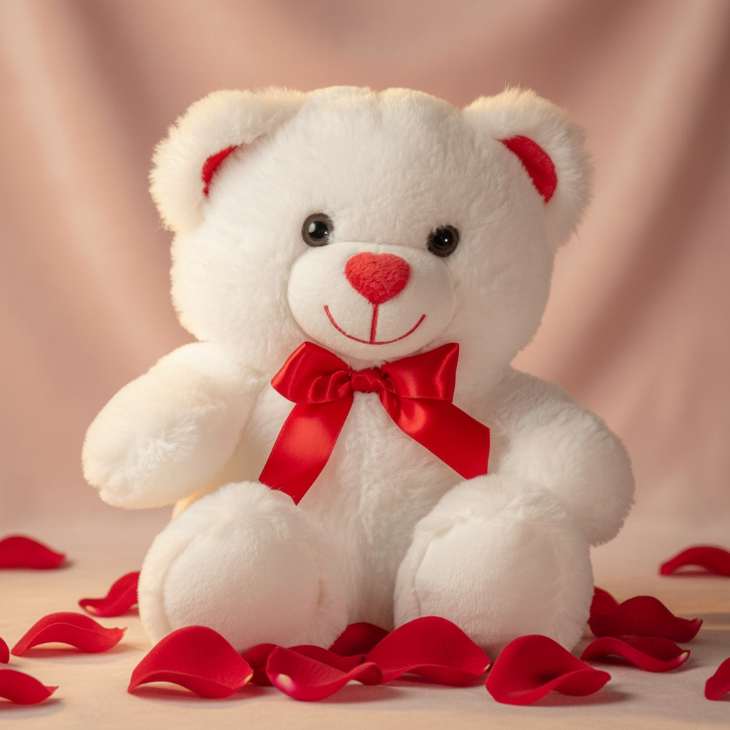 Osito de Peluche Blanco fondo blush - editorial